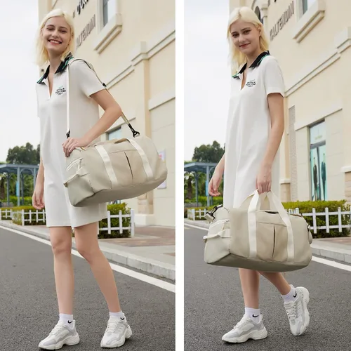 Vista 6 de ZGWJ Bolsa de viaje con relleno de hombro, impermeable, para mujeres y hombres, para natación, deportes, viajes, gimnasio, bolsa plegable
