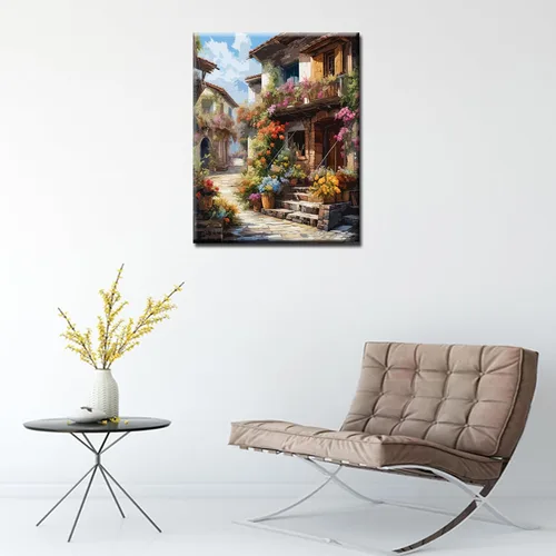 Vista 3 de Tucocoo Pintura de paisajes para casa por números para adultos, principiantes, niños, montaña, natural, kit de pintura al óleo, manualidades
