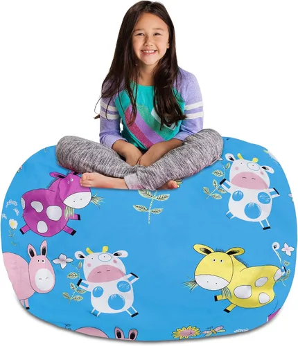 Vista 55 de Posh Creations Funda de puf para niños con almacenamiento para animales de peluche - Organizador de juguetes para niños, Mediano 68.58 cm - Lona