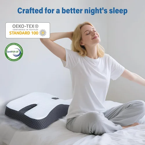 Vista 7 de Almohada antironquidos para dormir de lado, ayuda para evitar ronquidos con espuma viscoelástica, almohada ortopédica para dormir, solución