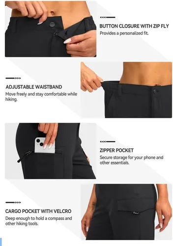 Vista 4 de Pudolla Women's Hiking Pants with Pockets Boot Cut Lightweight Cargo Travel Camping Golf Pants for All Seasons