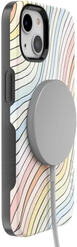 Vista 3 de Casely Funda para iPhone 14 Plus Ride The Wave Forro arcoíris pastel Compatible con MagSafe