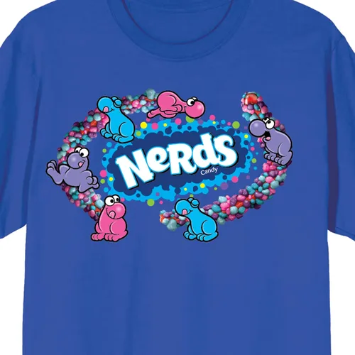 Vista 2 de Nerds Candy and Character - Camiseta unisex de manga corta con cuello redondo, color azul rey