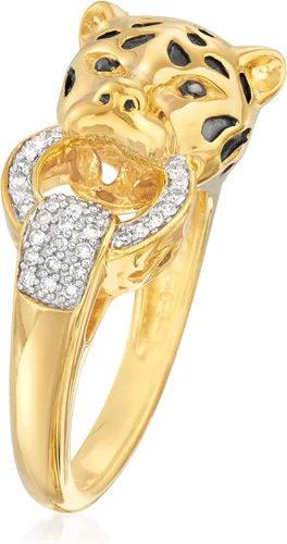 Vista 3 de Ross-Simons 0.10 ct. t.w. Diamond Cheetah Ring in 18kt Gold Over Sterling