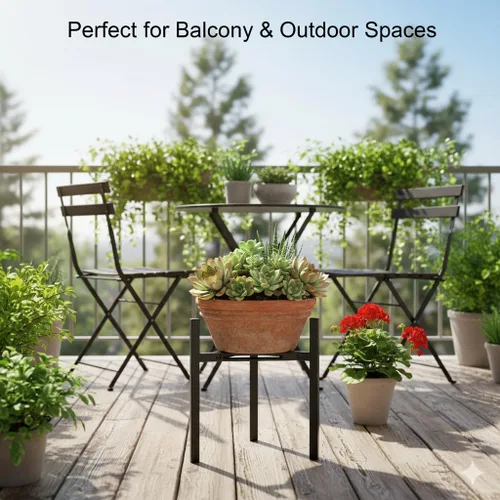Vista 6 de Soporte ajustable para plantas para interiores y exteriores, soporte moderno de metal resistente para macetas de 8 a 12 pulgadas, soporte estable