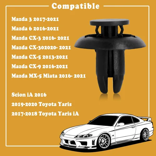 Vista 10 de 20 piezas de clip de retención tipo de empuje para defensa, motor, forro de guardabarros, compatible con Mazda B45A-56-146A 90118-WB048