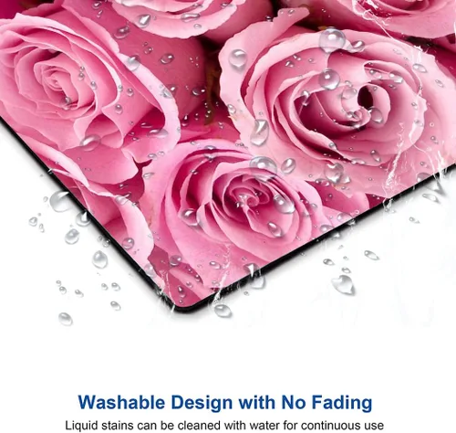 Vista 4 de IMAYONDIA Alfombrilla de mouse rosa rosa, base de goma antideslizante impermeable para computadora portátil