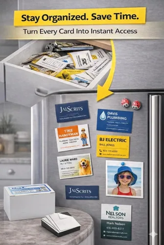 Vista 4 de MagX Tarjeta de visita magnética con respaldo adhesivo, 3.5 x 2 pulgadas, paquete de 50 imanes autoadhesivos, papelería, suministros de oficina