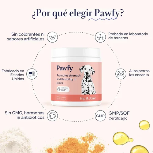 Vista 6 de Pawfy Suplemento para Cadera y Articulaciones para Perros con MSM y Vitaminas Glucosamina Condroitina para Razas Pequeñas, Medianas y Grandes