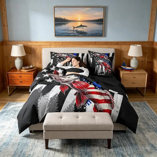 Vista 13 de Feelyou Juego de edredón de ciervo con sábanas – Tamaño Queen 7 piezas Juego de ropa de cama infantil de caza rústica – Cama de ciervo de cabaña