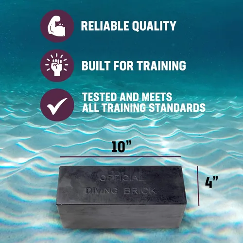 Vista 4 de Kemp USA - Ladrillo de buceo de goma de 10 libras, peso de agua rectangular duradero Durable Rubber Construction, High-Quality Molded 10 Lb Diving