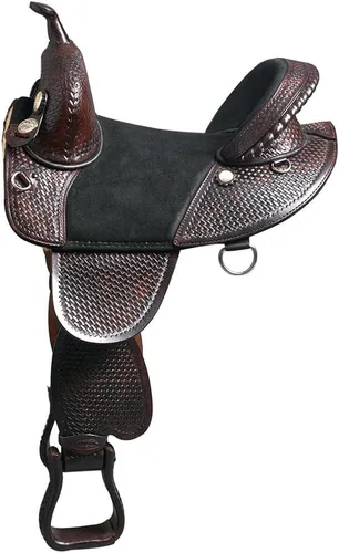 Vista 8 de HILASON Western Horse Trail Barrel Racing American Leather Saddle Treeless for Horses Negro