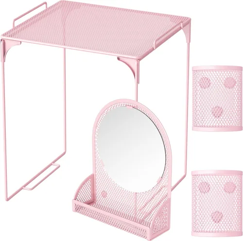 Vista 7 de Svartur Estante de casillero con espejo magnético para casillero y 2 vasos magnéticos para lápices, organizador de casillero para trabajo, kit