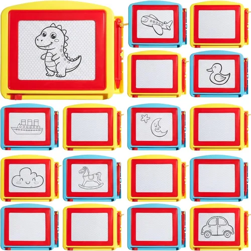 Vista 9 de Tinlade Paquete de 12 mini tableros magnéticos de dibujo para niños, pequeño boceto borrable, bloc de escritura, juguete de pintura a granel, regalo