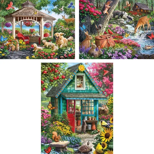 Vista 2 de Bits and Pieces Juego de 3 rompecabezas – 50 piezas – Juego de animales