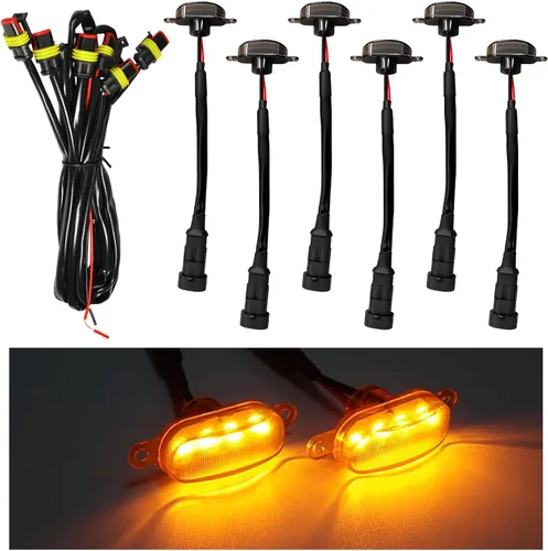 Vista 13 de Dickno 3 piezas de luces de rejilla de coche, brillantes luces LED de rejilla ámbar con arnés de cableado, lámparas impermeables de moldura