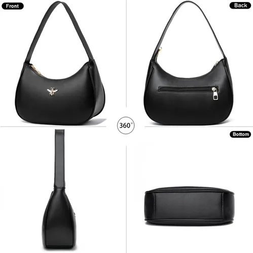Vista 4 de BAIKELI Bolso de hombro en forma de media luna para mujeres, pequeño bolso al hombro clásico retro, de estilo embrague, bolso tipo hobo, bolso