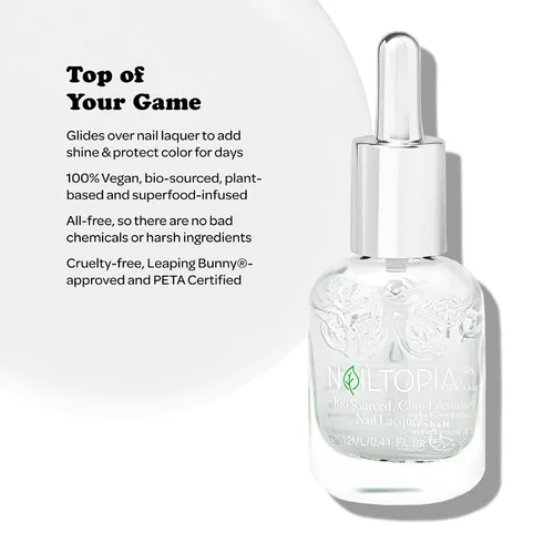 Vista 2 de Nailtopia - Capa superior sin virutas a base de plantas - No tóxico, de origen biológico, de larga duración, esmalte fortalecedor - Lo mejor de tu