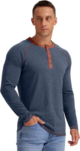 Vista 4 de Sailwind Camiseta de manga larga y corta para hombre Henley de algodón casual