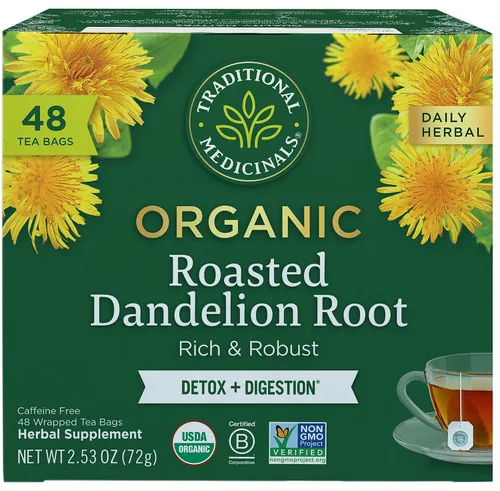 Vista 10 de Traditional Medicinals Té, hoja y raíz de diente de león orgánico, apoya la función renal y la digestión saludable, 48 bolsas de té (paquete de 3)