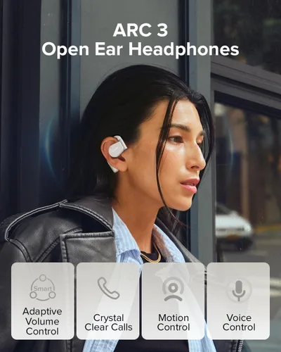 Vista 9 de Cleer ARC 3 Auriculares abiertos con Dolby Atmos y batería de 50 horas Gris claro