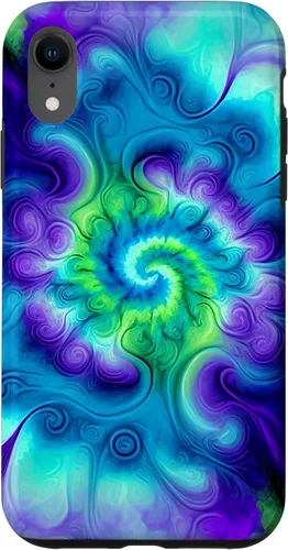 Vista 25 de Tie Dye Colorido Azul Cian Púrpura Verde Diseño Caso para iPhone 17