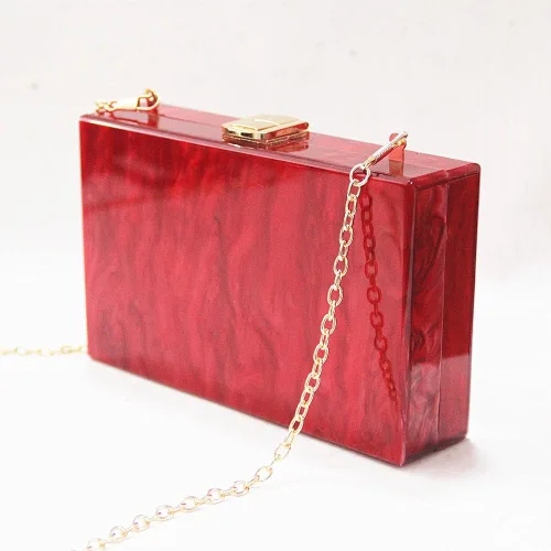 Vista 3 de Dirmmis Nuevas mujeres bolso de mensajero moda elegante mármol sólido perla mujer noche bolso rojo lujo fiesta fiesta fiesta fiesta embrague