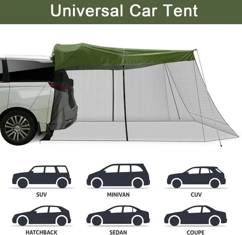 Vista 4 de G4Free Toldo Refugio Solar para Automóvil con Mosquitera, Carpa Portátil para SUV Toldo de Sombra para Puerta Trasera para Camping al Aire Libre
