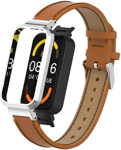 Vista 9 de Compatible con Xiaomi Redmi Smart Band Pro, correa de repuesto de cuero Redmi Smart Band Pro con marco de metal para Xiaomi Redmi Smart Band Pro