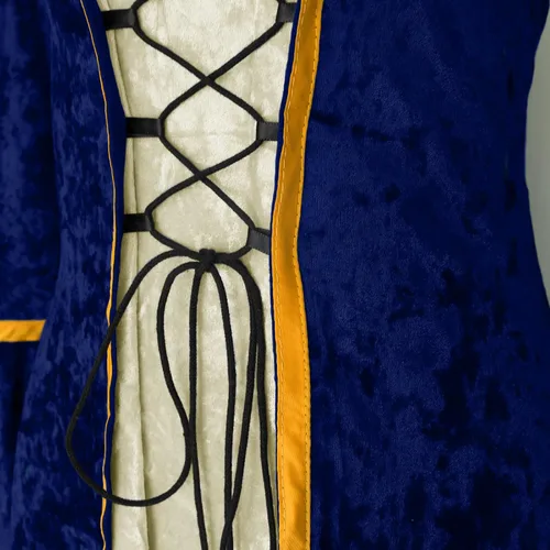 Vista 5 de Effeltch - Disfraz retro de Halloween para mujer, vestido largo con cordones, estilo medieval, renacentista e irlandés