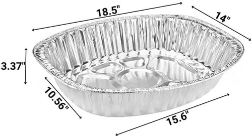 Vista 2 de Tostador desechable de aluminio ovalado extra grande sin tapas (10)