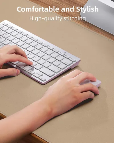 Vista 3 de Tapete protector para escritorio y mouse, antideslizante, de piel sintética, tapete impermeable de escritura para laptop, para oficina y hogar