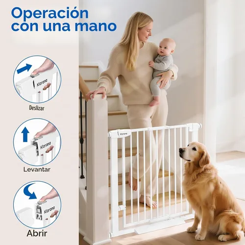 Vista 7 de Puerta de bebé de 29-40 pulgadas para puertas y escaleras, puerta para mascotas con puerta ancha para pasar, sin taladro, puerta de bebé montada a