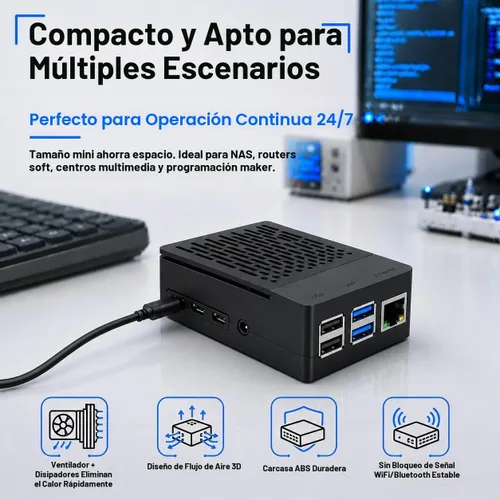 Vista 8 de iUniker Funda para Raspberry Pi 4, carcasa ABS Pi 4 con ventilador de refrigeración, disipador de calor Pi 4, cubierta superior extraíble simple