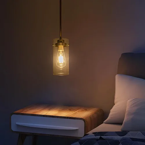 Vista 9 de Lámpara colgante, luces de cocina colgantes de techo, accesorios de iluminación de cocina con acabado de níquel cepillado, iluminación colgante