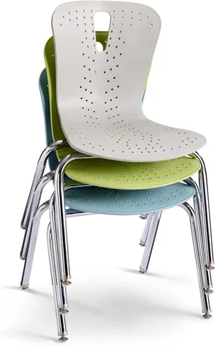 Vista 2 de Jonti-Craft Berries 8244JC1131 - Silla apilable para niños con patas cromadas, 14 pulgadas de altura, color azul costero