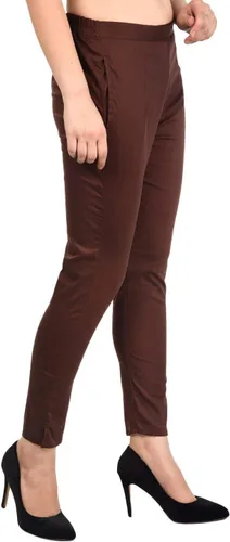 Vista 10 de ladyline Pantalones rectos elásticos de algodón para mujer, cierre elástico, un bolsillo Negro
