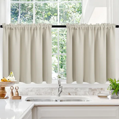 Vista 89 de Deconovo Cortinas opacas, aislamiento térmico, dobladillo para barra, reducción de ruido, certificado Oeko-TEX, cortinas de oscurecimiento