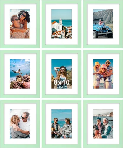 Vista 137 de Juego de 9 portarretratos, plexiglás resistente a rupturas, exhibe fotos de 4 x 6 pulgadas o, con paspartú, de 3.5 x 5 pulgadas, marcos para pared