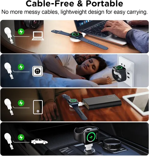 Vista 8 de para Apple Watch Charger, cargador portátil magnético de doble Aa-blanco