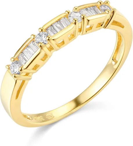 Vista 5 de Anillo de compromiso 14K oro SÓLIDO amarillo o blanco y set de 2 unidades de anillos de bodas