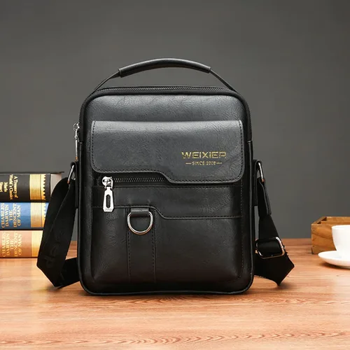 Vista 2 de Bolsa de mensajero para hombre, de piel sintética, bolsa de hombro, bolsa de viaje, bolso de hombre, bolso casual, bolsa de mano con personalidad