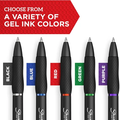 Vista 4 de SHARPIE S-Gel, bolígrafos de gel, punta fina (0.020 in), bolígrafo de gel de tinta negra, 12 unidades y S-Gel, bolígrafos de gel, punta media