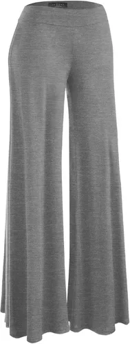 Vista 137 de Made By Johnny Pantalones palazzo elásticos de pierna ancha para mujer, lisos, casuales, cómodos