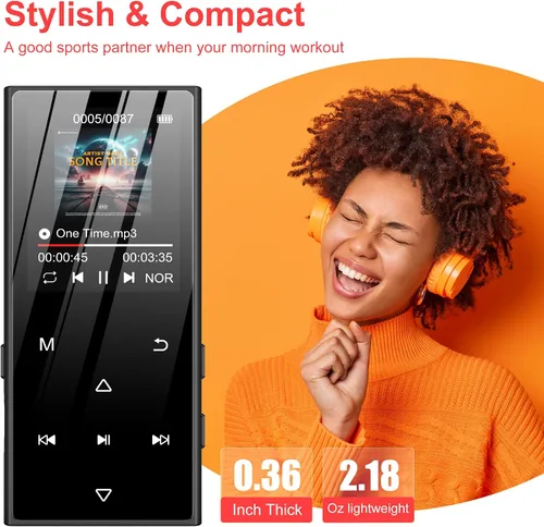 Vista 8 de Reproductor MP3 de 128 GB con Bluetooth 5.3 - Reproductor de música SWOFY D50 con altavoz HD integrado, radio FM, grabadora de voz, sonido de alta
