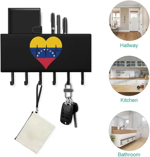Vista 4 de Love Venezuela - Llavero decorativo para pared, con 5 ganchos, para oficina en casa