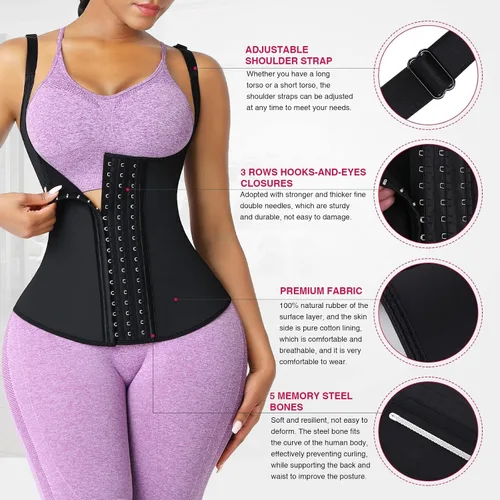 Vista 4 de FeelinGirl Waist Trainer for Women Latex Corset Cincher Vest Sport Workout Girdle Hourglass Body Shaper with Steel Bones