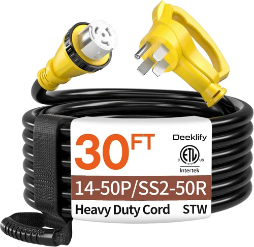Vista 14 de NEMA14-50P/SS2-50R - Cable generador de 25 pies y 50 amperios con bloqueo giratorio