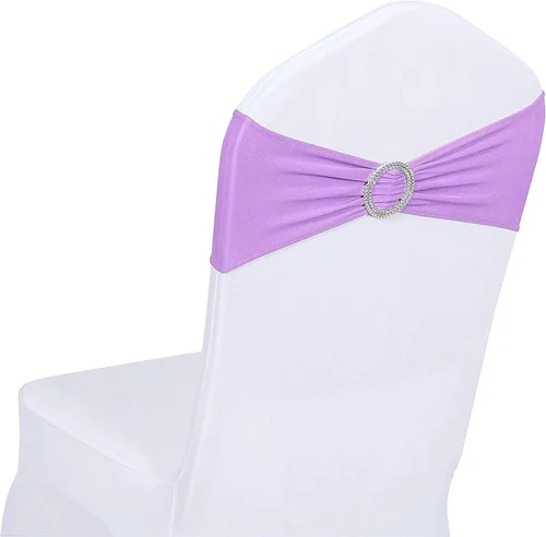 Vista 17 de Obstal 10 cintas elásticas de elastano para sillas de recepción de boda, bandas elásticas universales para silla con hebilla deslizante
