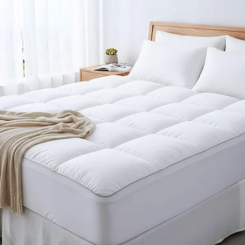 Vista 10 de Cubrecolchón refrescante extra grueso – Protector de colchón que reduce el dolor, protector acolchado suave, alternativa de relleno excesivo, parte